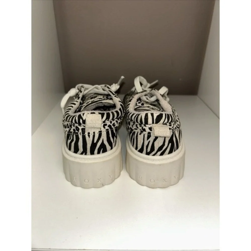 Roxy Sheilahh Platform Sneakers Women's Size 5.5Black White Leopard Animal Print